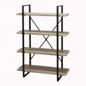 4-Tier Tall Bookcase, Rustic Wood and Metal Standing Bookshelf, Industrial Vintage Book Shelf Unit
