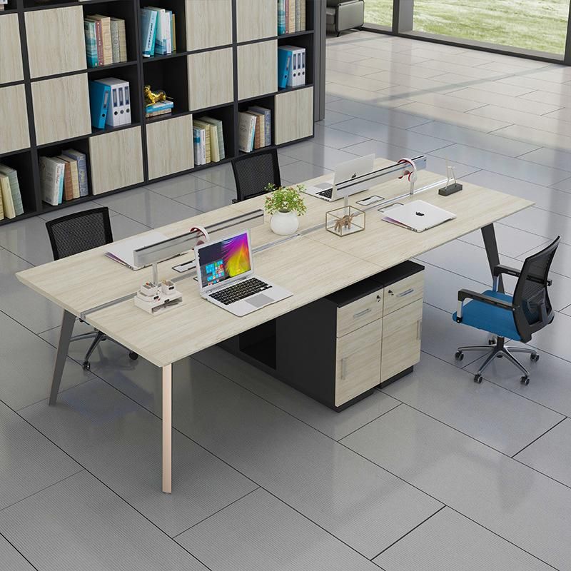 Office Project Modern Wooden Partition 4 Seats Staff Melamine Workstation