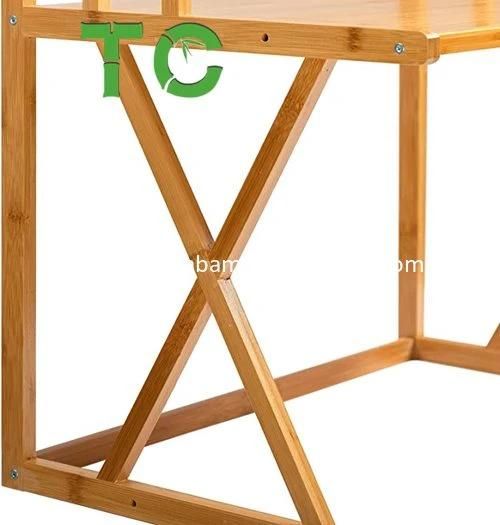 Wholesale 2 Tiers Bamboo Desk Organizer Shelf Desktop Printer Stand Holder with Storage Wood Printer Stand