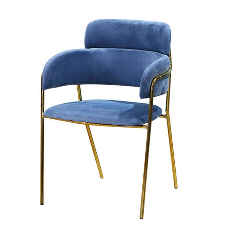 Factory Sale Dining Chair Fabric Seat and Metal Legs Chairs