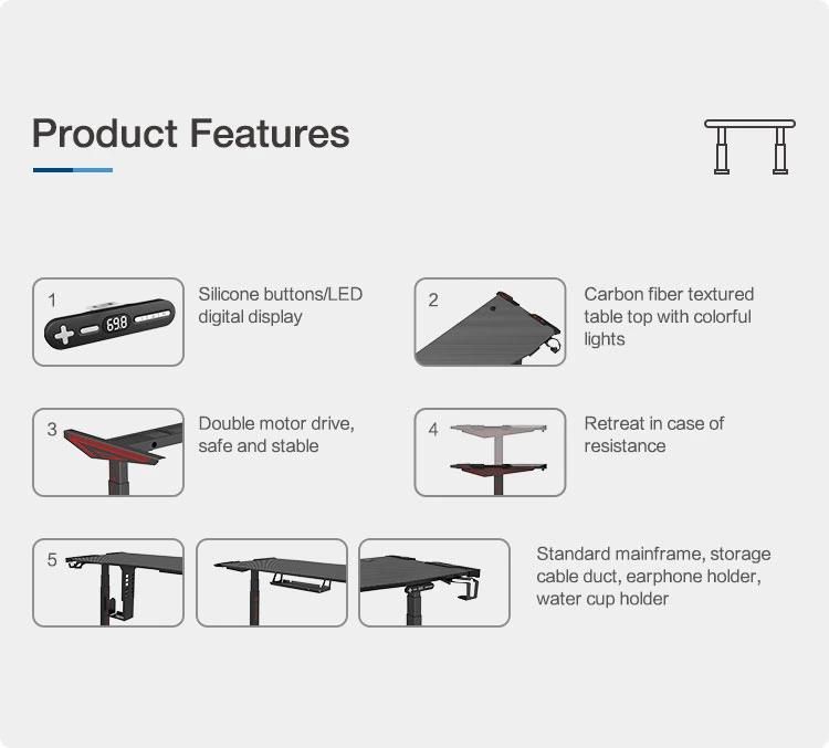 Hot Selling 10 Year Warranty Standing Jufeng-Series Gaming Desk with High Quality