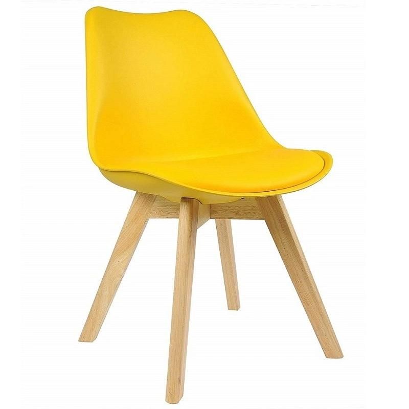 Tulip Chairs with Natural Wood Leg and PP Seat Plastic Dining Adult Chair