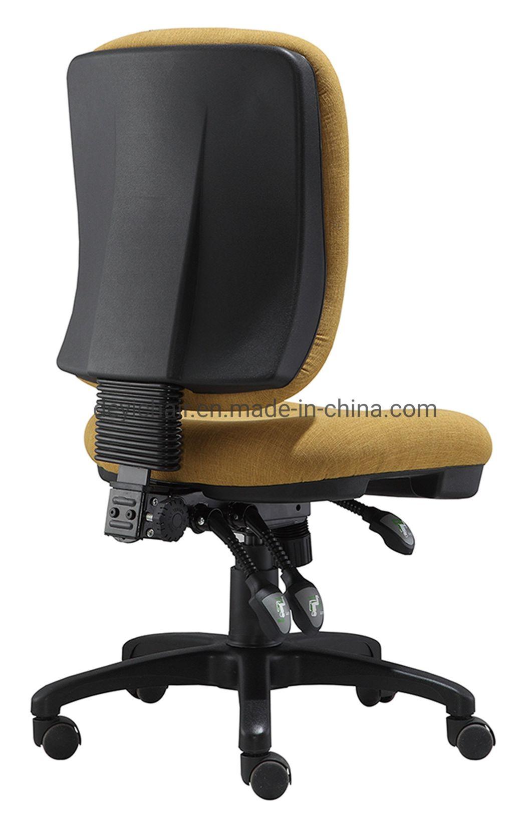 MID Back Office Furniture Without Armrest Nylon Base Fabric Seat and Back 3 Lever Heavy Duty Mechanism Office Chair