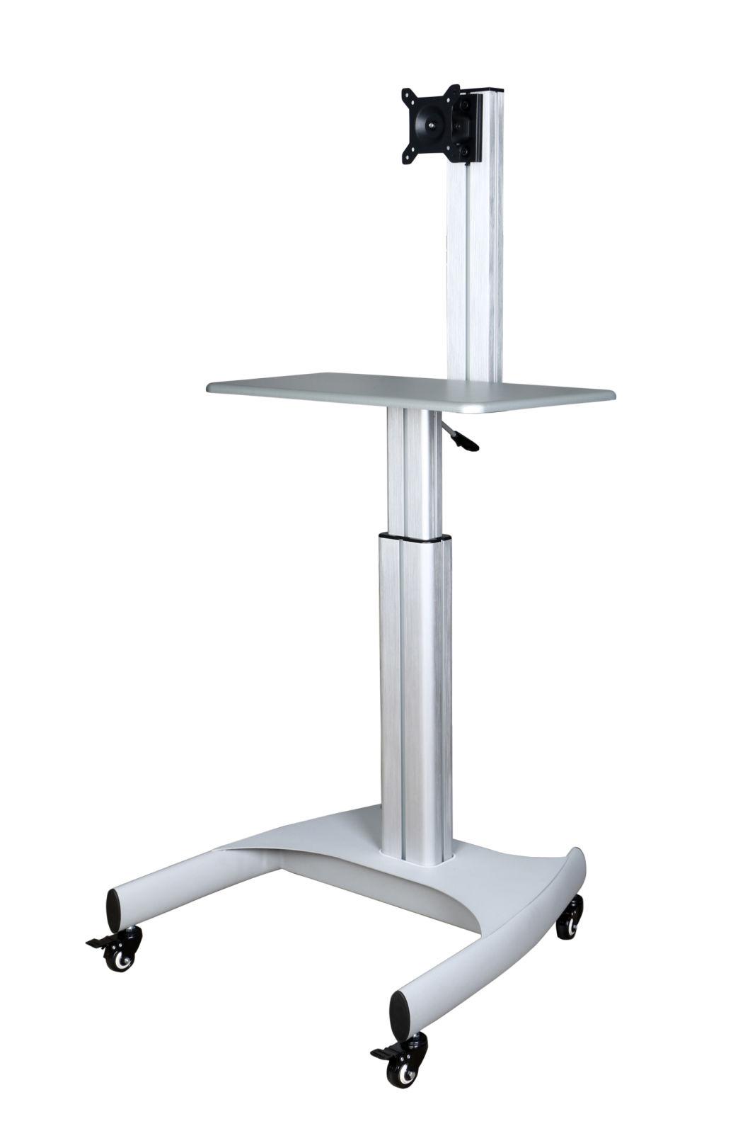 Mobile Computer Workstation Gas Lift with Single Monitor 10-24"