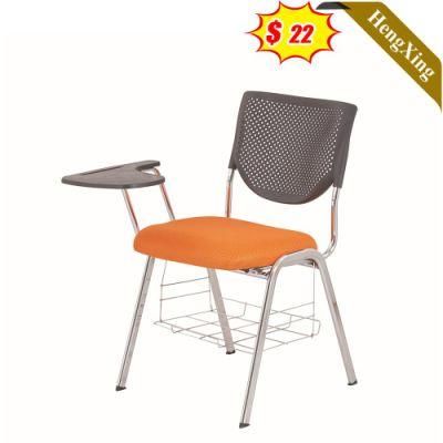 High End Office School Meeting Room Black PP Plastic Backrest and Orange Fabric Foam Cushion Seat Training Chair