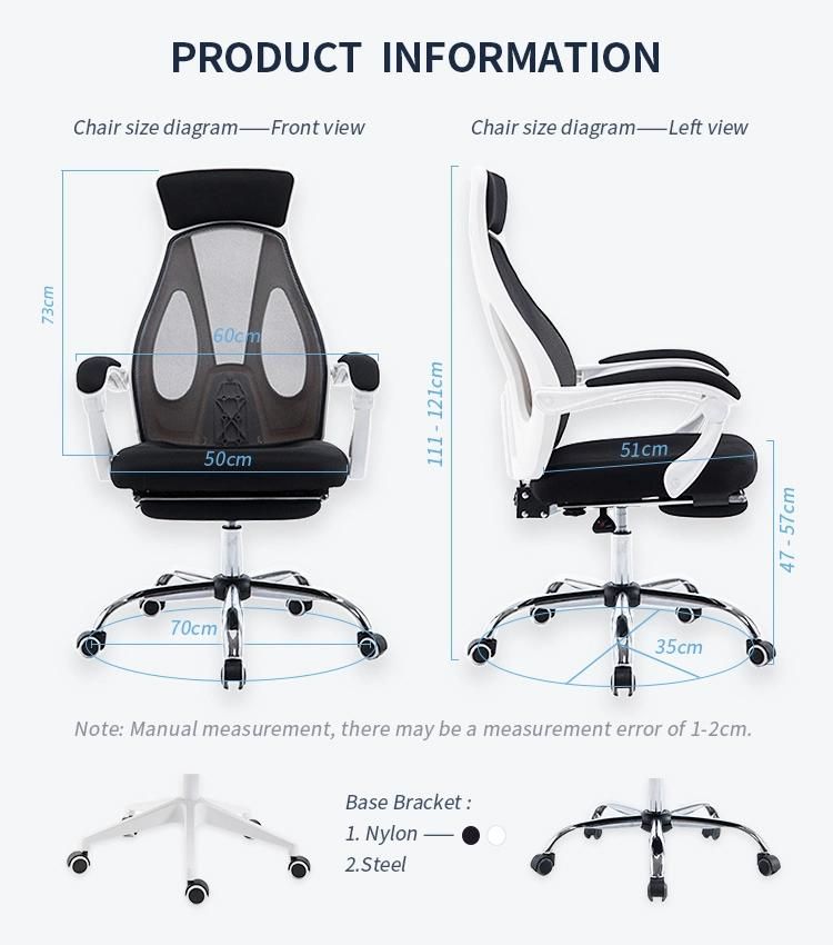 Height Adjustable Armrest High Back Mesh Lift Chair Ergonomic Executive Fabric Office Swivel Chairs with Footrest