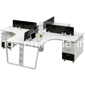 Black Glass Partition White Panel Top Office Workstation