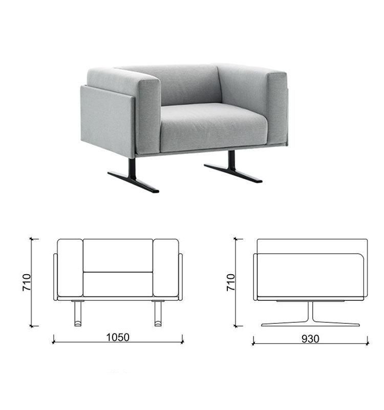 Customizable Modern Concise Style Fabric Double Color Living Room Furniture 3 Seater Office Sofa