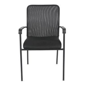 Modern Office Metal Chair with Black Fabric Upholstered and PP Armrests