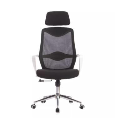 High Back Ergonomic Chromed Metal Base Office Chair with Headrest