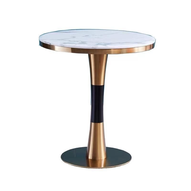 Customized Modern Cafe Round Cast Iron Artificial Marble Bistro Table