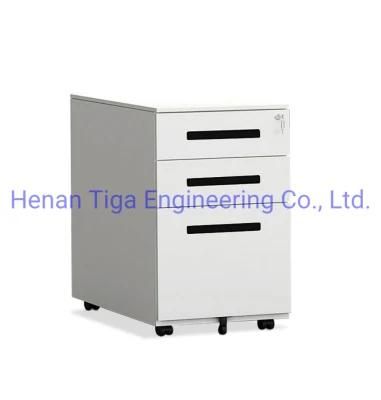 Economical Steel Office Furniture Filing Storage Pedestal 3 Drawer Flat Mobile Cabinet