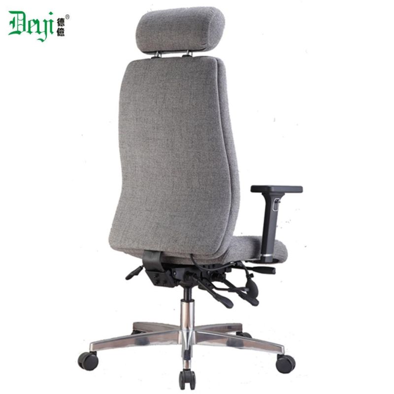 Fabric Upholstery High Back Functional Frame with PU Adjustable Arm Aluminium Base Office Chair