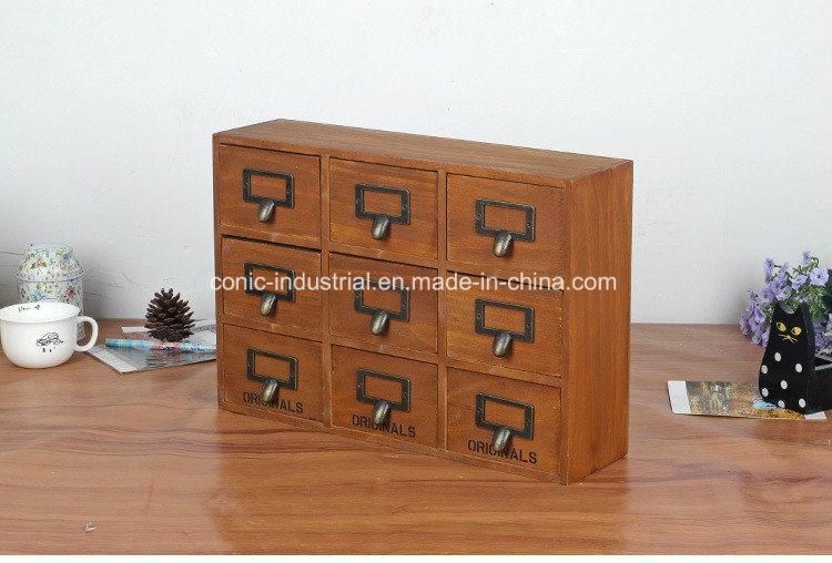 Japan Style Vintage Wooden 9 Drawer Storage Cabinet