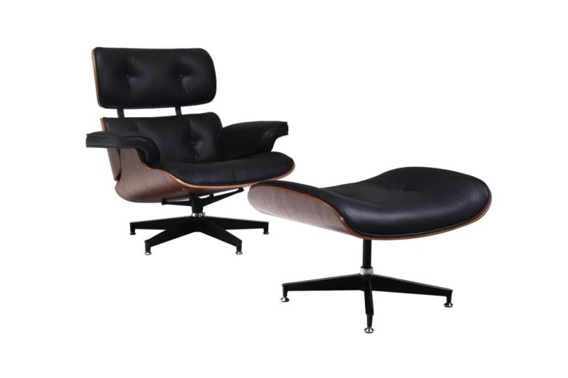Factory Wholesale Best Price for Hot Selling Lounge Chair Leather Armchair Black Wood