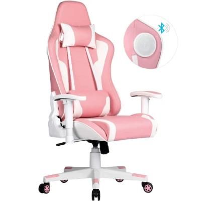 Pink Wireless Speaker Computer Racing Gaming Chair with High Back