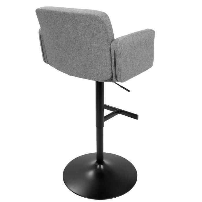 Grey Fabric Leisure Bar Chair Lounge Bar Stool with Painted Balck Base