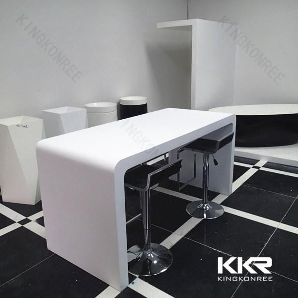 White Glossy Artificial Stone Office Table Reception Desk