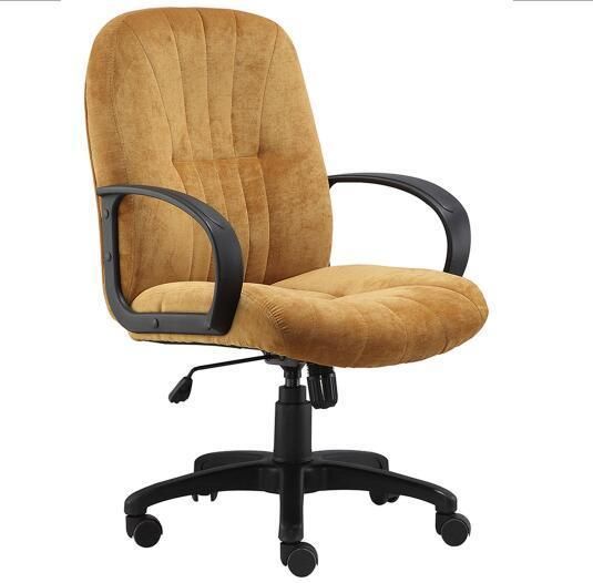 MID Back Simple Tilting Mechanism with PP Armrest PU or Fabric Upholstery Yellow Color Office Chair