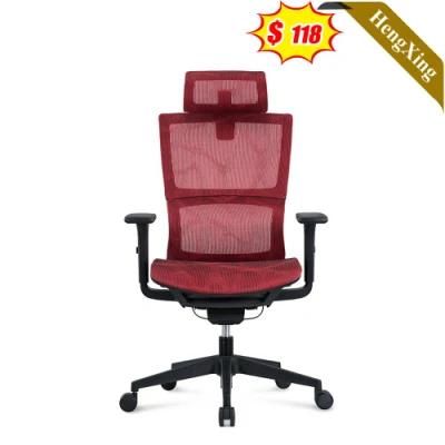Modern Office Furniture Height Adjustable Swivel Boss Staff Red Color Mesh Chair with Headrest