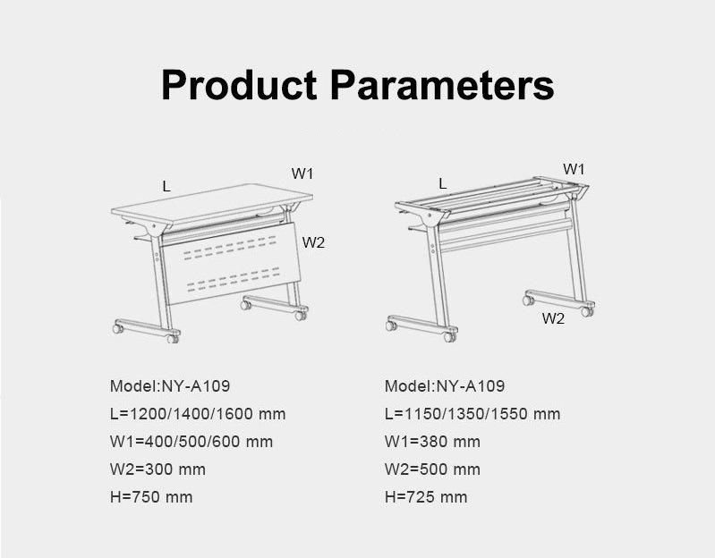 New Design Functional Fold Able Flip Top Training Table. Portable Movable Meeting Used Office Desk Foldable Training Table