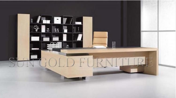 Hot Sale Executive Melamine Fosted Glass Table Modern Boss L Shape Desk (SZ-WD378)