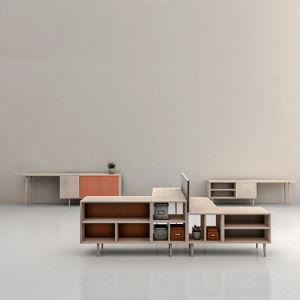Modern Design Wood Veneer Executive L-Type L Shaped Veneer Desk