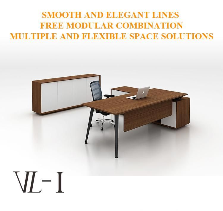 Modern Foshan Customized Leather L Shape Executive Desk for CEO Office Furniture