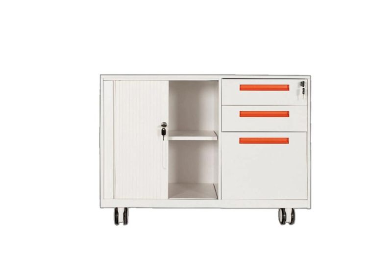 Mobile Caddy Office Storage Filing Cabinet with Tambour Door Cabinet