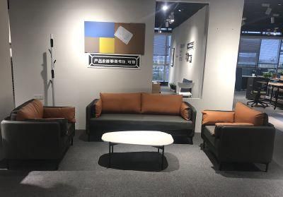 Moden Design Office Simple Single, Three Seats PU Cow Leather Sofa