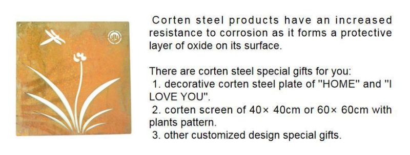 Rectangular Corten Steel Rusty Special Gift with ′ ′ I Love You′ ′ Pattern