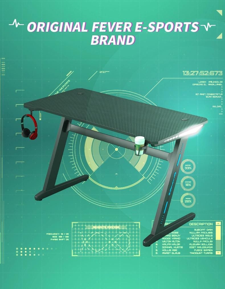 Elites Home Furniture Standing Desk E-Sports Table Gaming Desk with LED