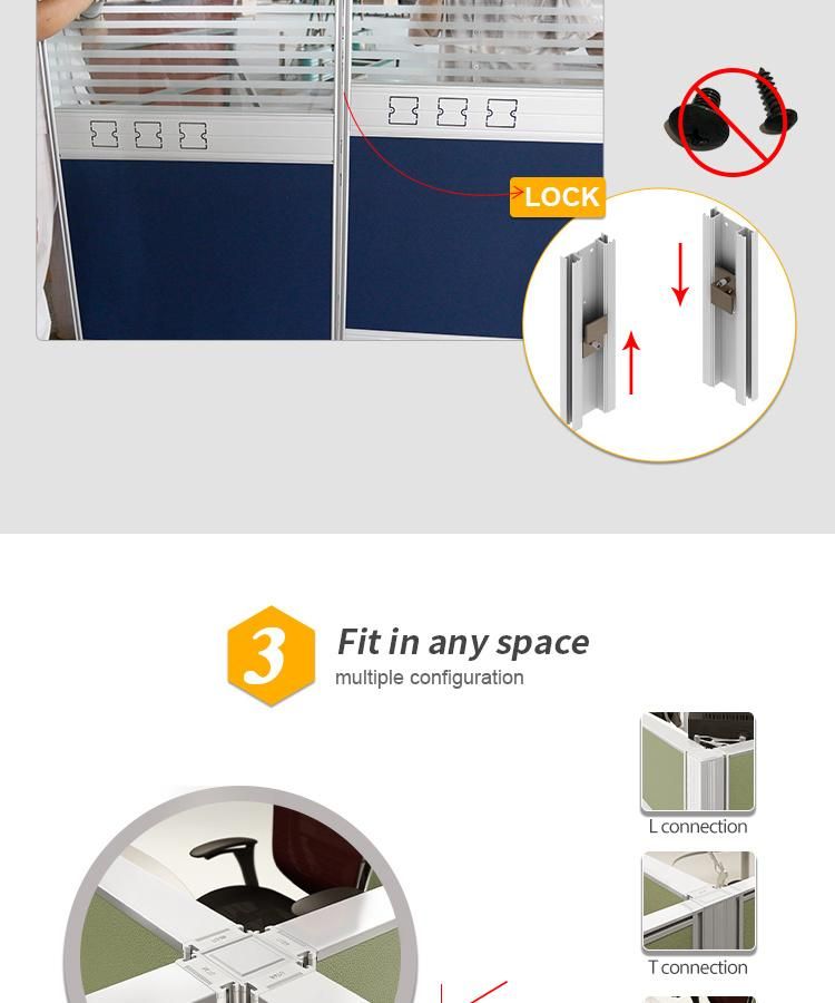 Double Faddish 2 People Office Partition with Drawer