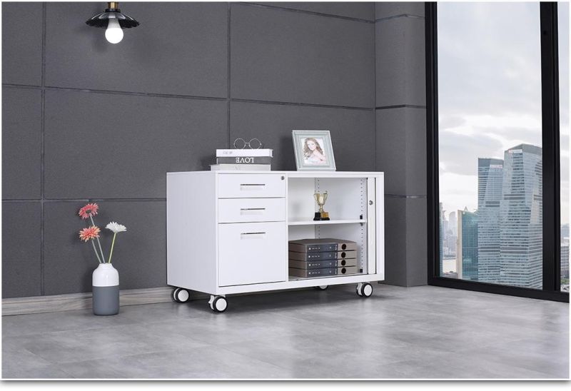 China Tambour Door Movable Cabinet Mobile Caddy 3 Drawer