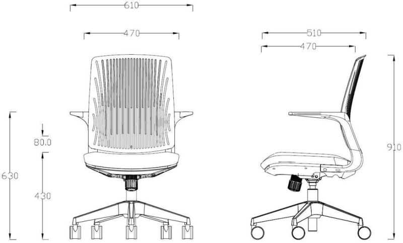 Black Plastic Soft Adjustable Mesh Chair for Girls