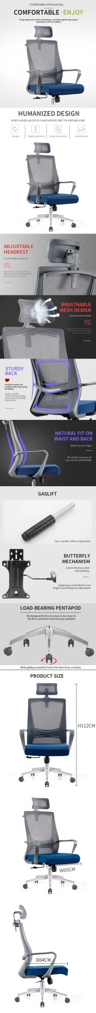 Modern Adjustable Unique Ergonomic Design High Back Mesh Office Chair