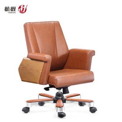 Modern Office Guest Chair Ergonomic MID Back Chair with Solidwood Armrest