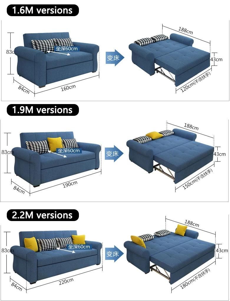 Portable Folding Sofa Bed Metal Frame Convertible Sofa 2 Seat Sofa Cum Bed for Living Room Furniture Couch