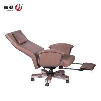 Reclining Big Boss Office Chair with Footrest Adjustable High Back Leather Chair