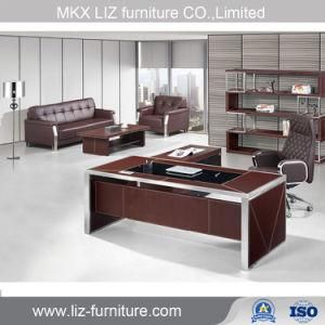 High Quality Standard Office Furniture Leather Wood Executive Boss Desk (LD006)