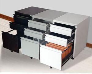 3 Drawer Pedestal Cabinet, Vertical Steel Movable Filing Cabinet Under Desk