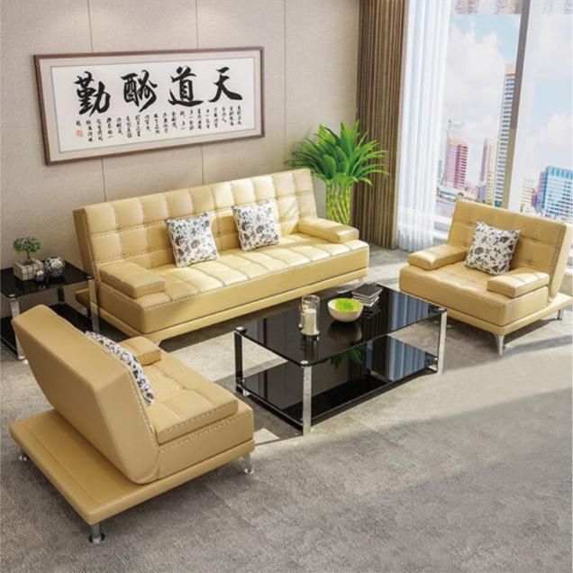 Modern Leather Sofa Set Lounge Sofa Waiting Room Sofa Bed for Office