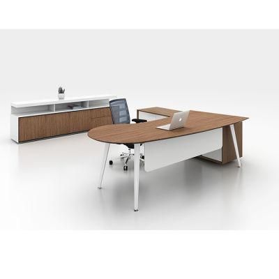 High Quality P Shape Modern Executive Wooden Office Desk with Side Table