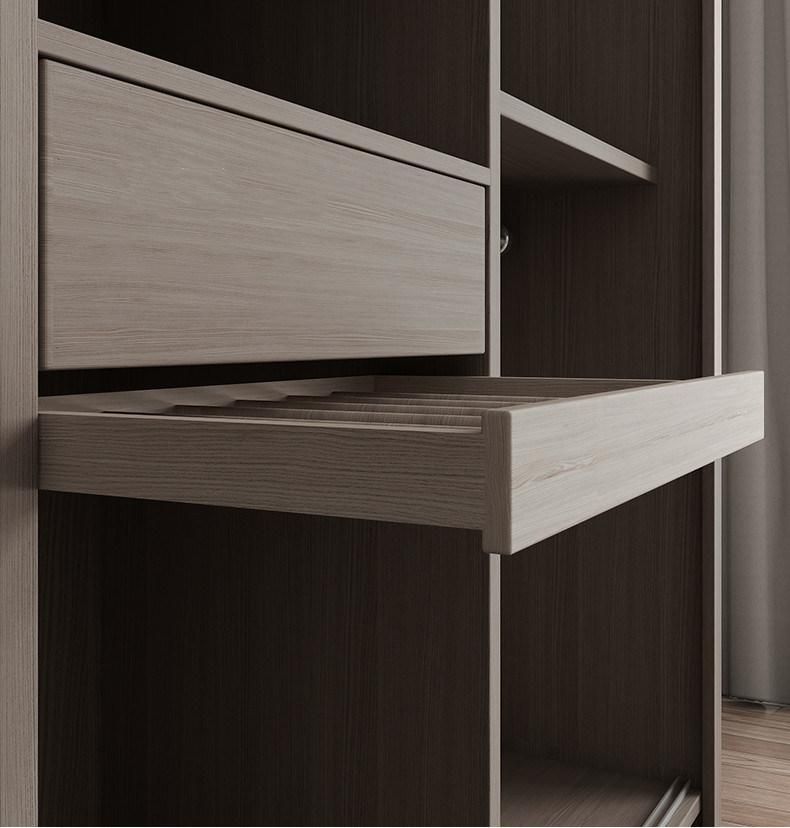 Light Luxury Style Wooden Mixed Glass Bedroom Hotel Home Furniture Storage Wardrobe with Drawers
