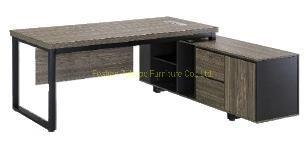 L-Shape Melamine Office Furniture Iron Leg Executive Desk