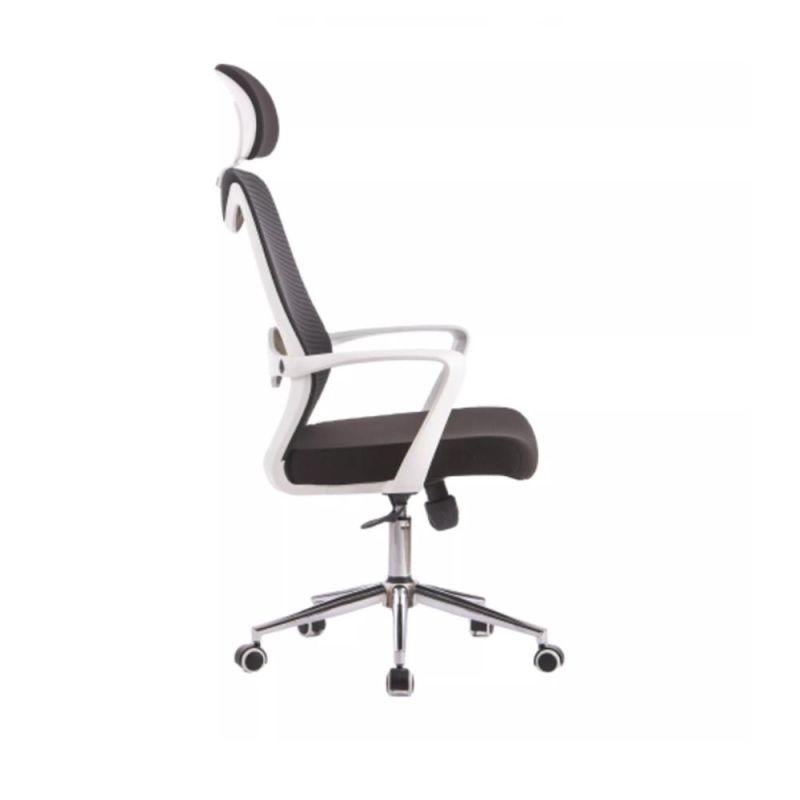 High Back Ergonomic Chromed Metal Base Office Chair with Headrest