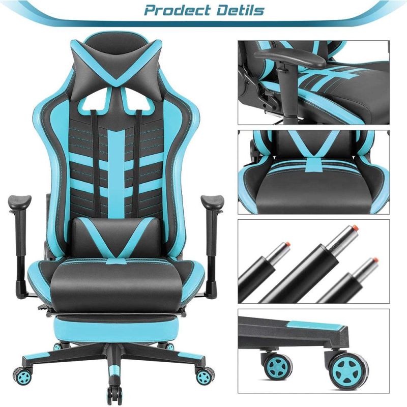 Ergonomic Custom Name High Back PU Leather Gaming Chair with Footrest