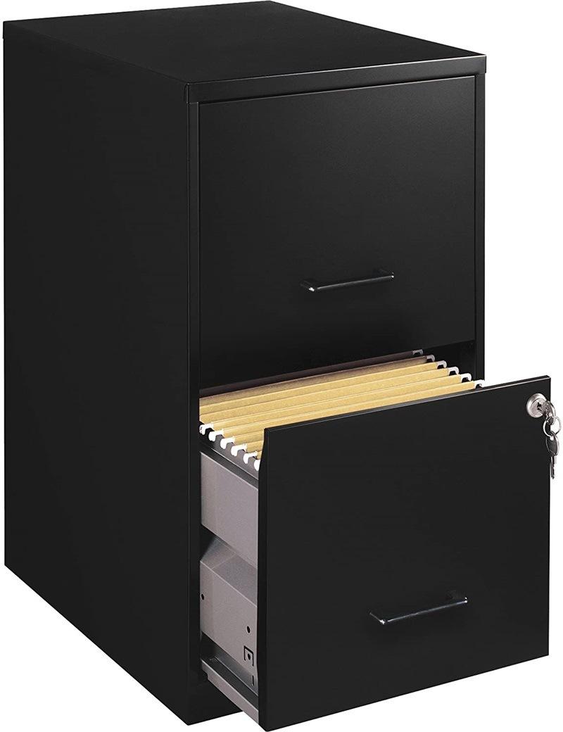 Black Deep 2-Drawer File Cabinet for Home Office