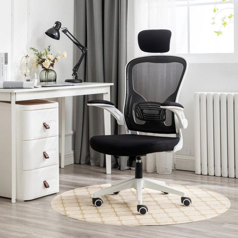 Factory Price Sales Ergonomic Desk Chair Computer Mesh Chair with Lumbar Support and Flip-up Arms