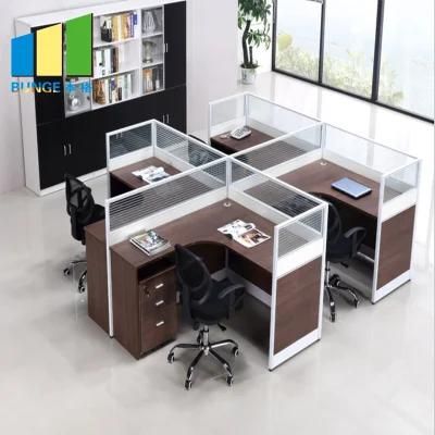 Contemporary Office Modular Furniture Cubicles 4 Seats Office Partition Workstations